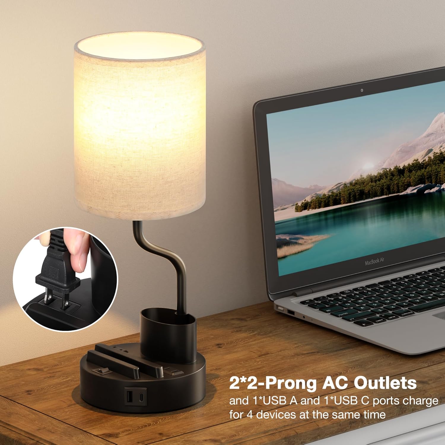 USB Beige Desk Lamp — Set of 2 - View 4