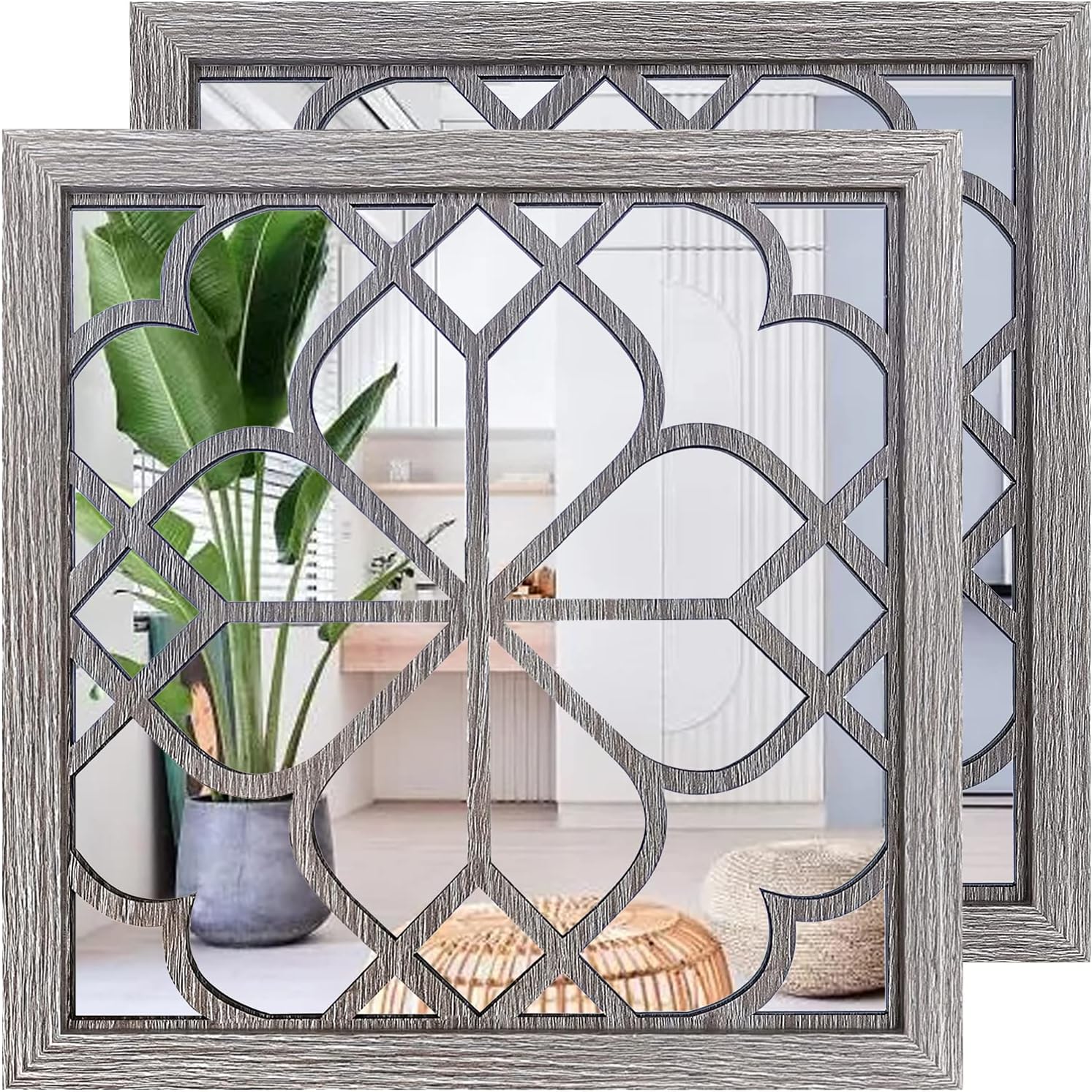 Rectangular Farmhouse Black Wall Mirror — 15" — Barn Wood Square