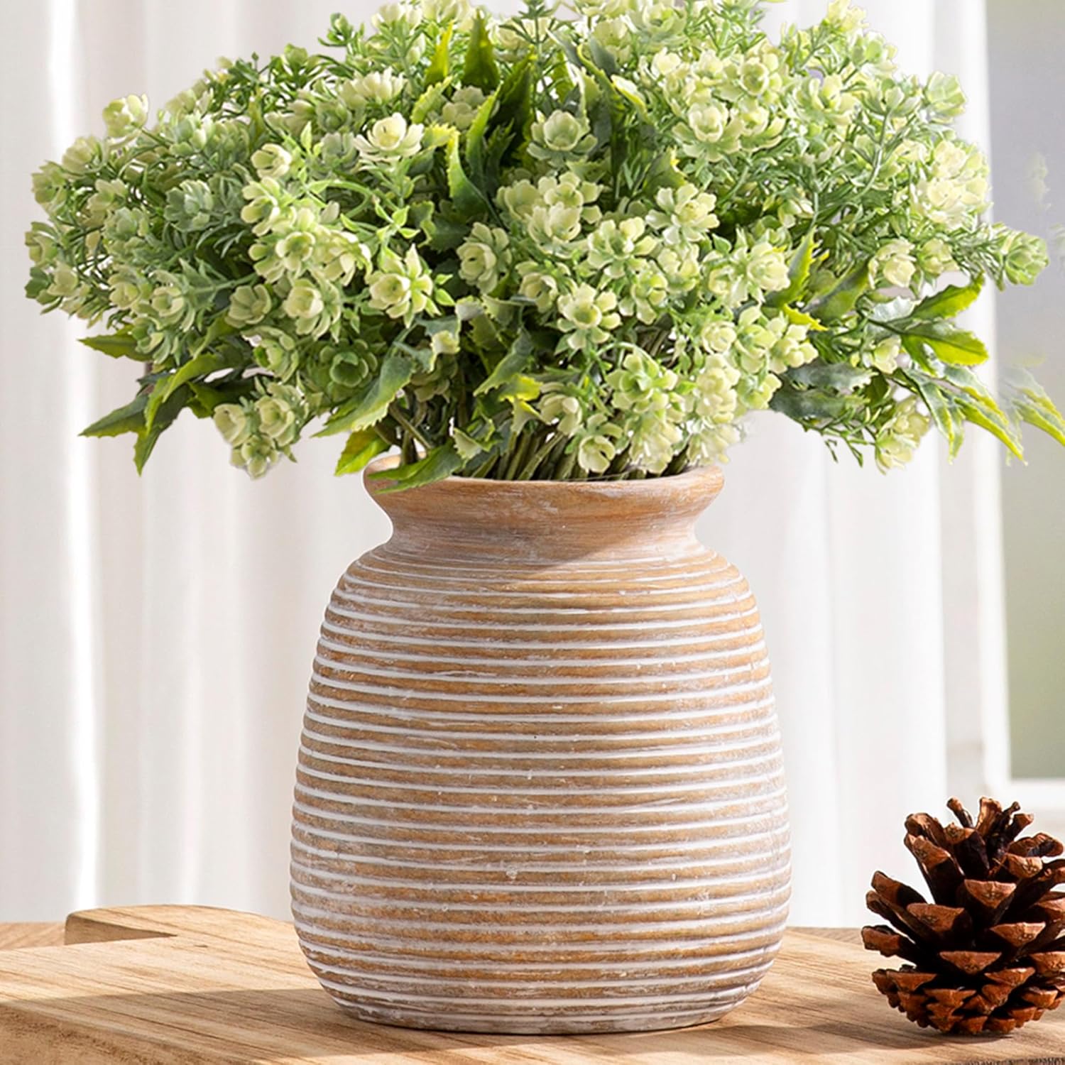 Farmhouse Black Flower Vase — 12.5" — 6“ H - Yellow