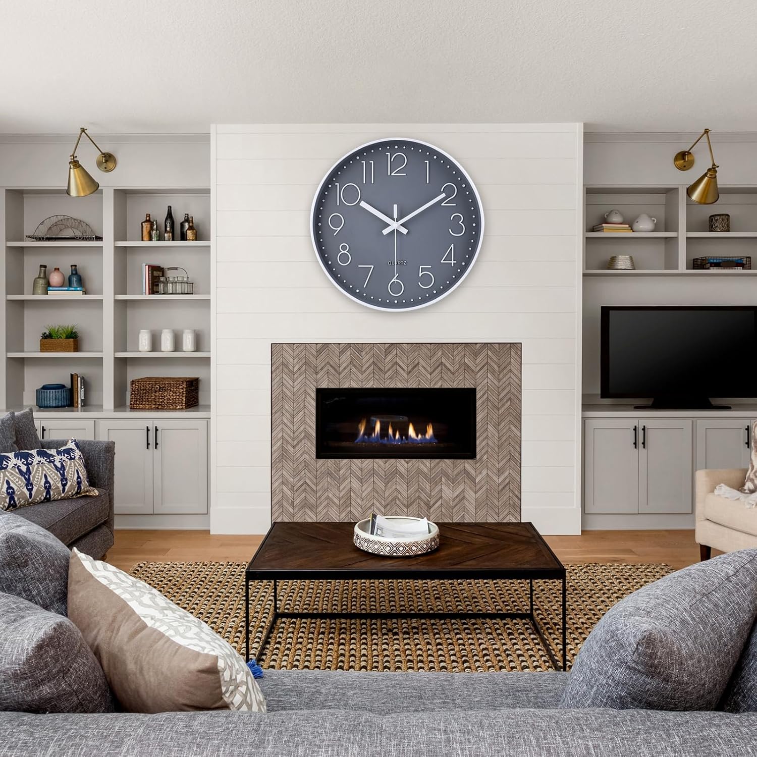 Modern Black Wall Clock — 16" - View 4