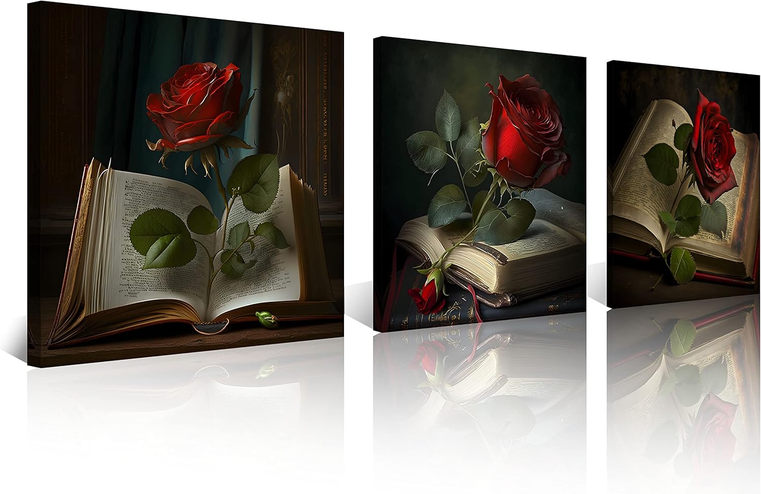 Vintage Beige Canvas Wall Art — 12" — 16 x 16 inches (3-Piece Set)