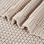 Knit Farmhouse Beige Throw Pillow — 51" - View 9
