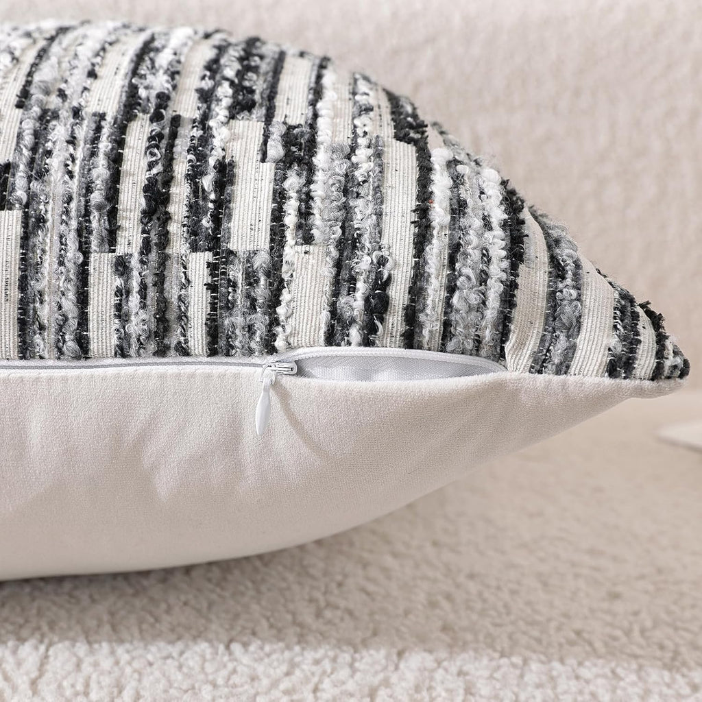 Chenille Boho Beige Throw Pillow Cover — 18" - View 6