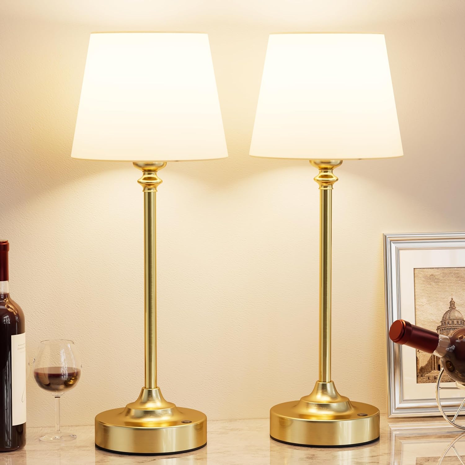 Cordless Luxe Black Table Lamp — White - Gold