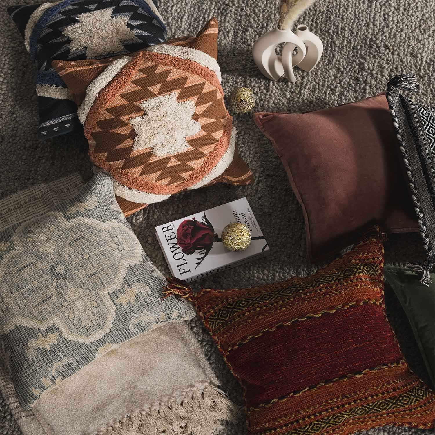 Lumbar Boho Beige Cushion Cover — 20" - View 2