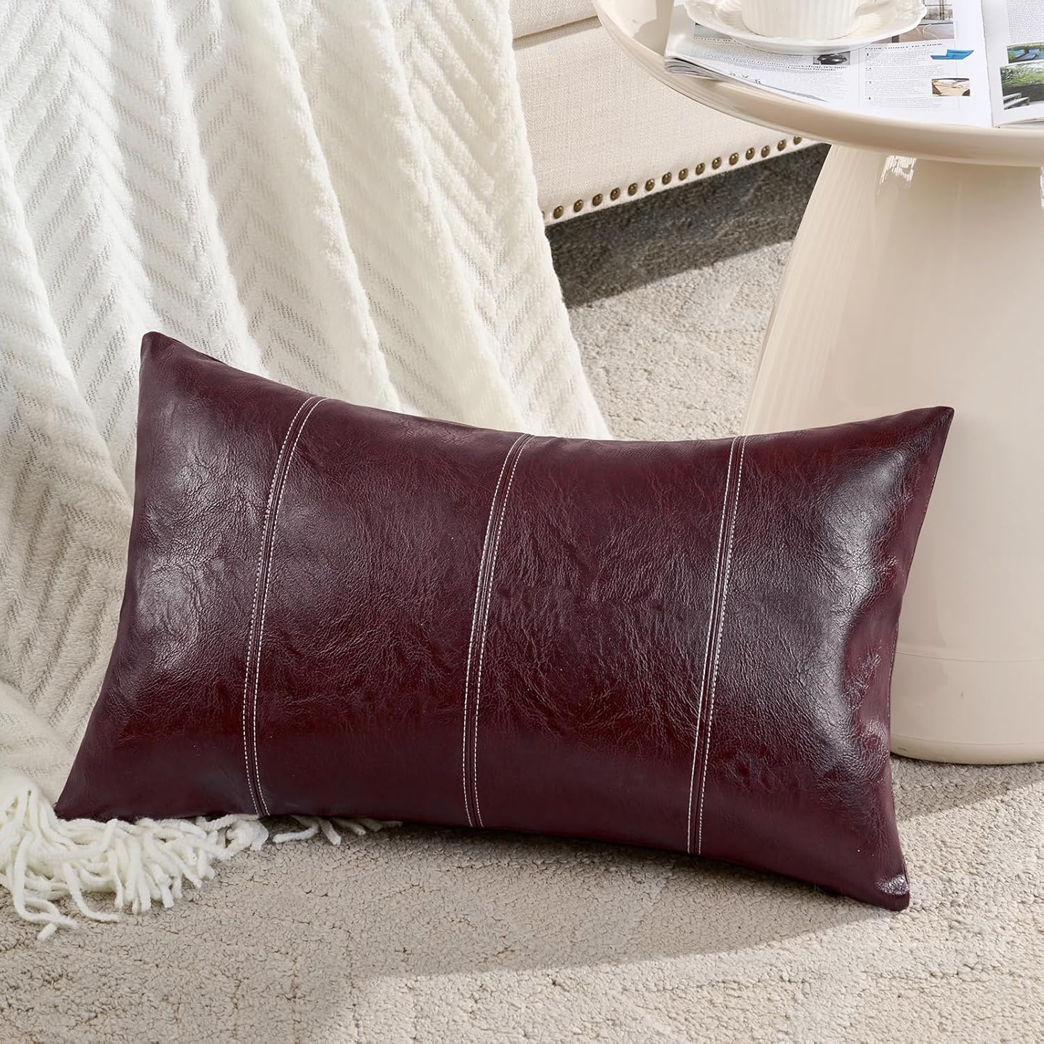 Lumbar Boho Beige Throw Pillow Cover — 36" — 24" x 12" (Pack of 1)
