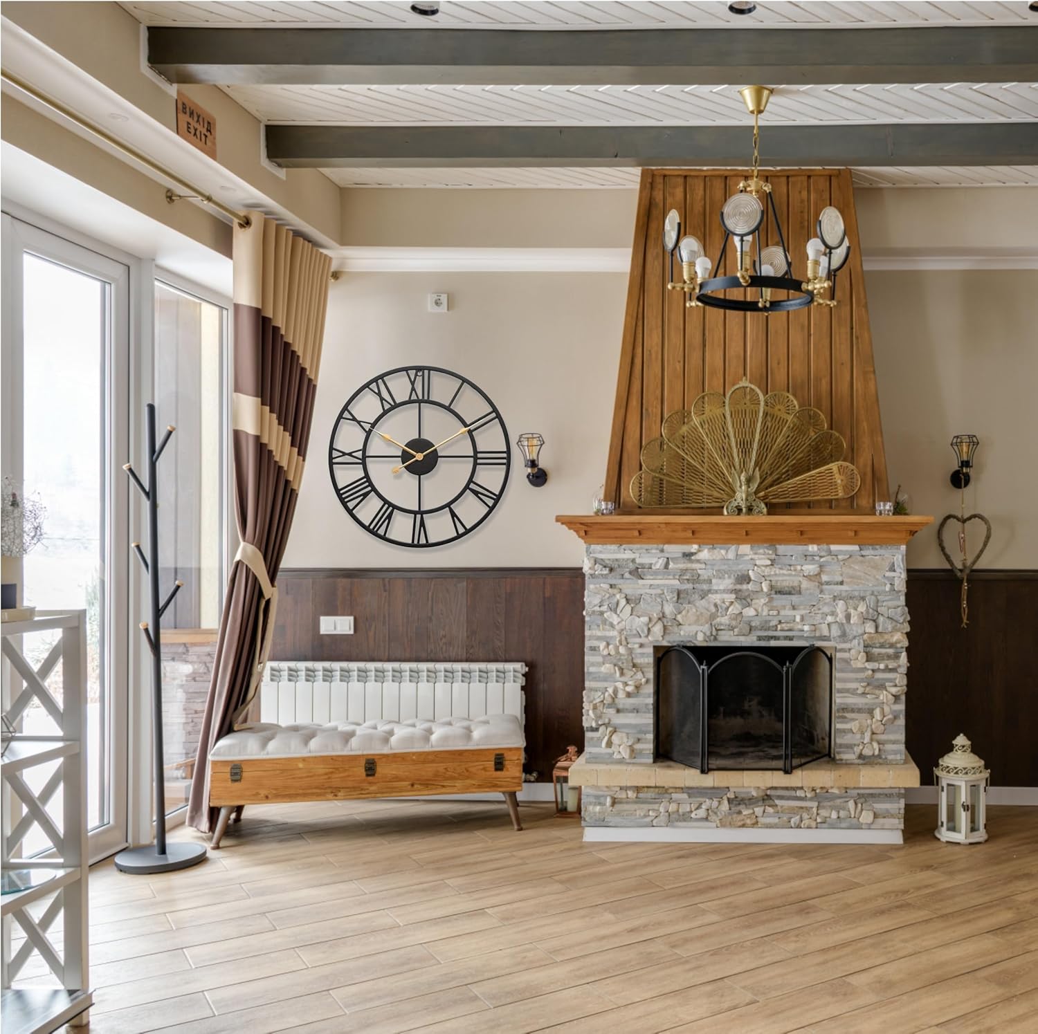 Oversized Farmhouse Black Clock — 30" - View 3