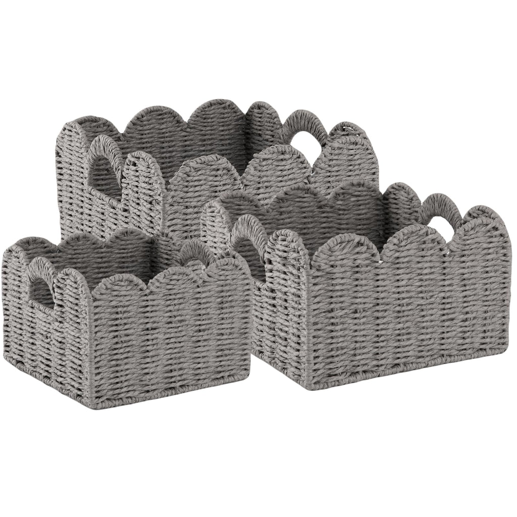 Hand-Woven Boho Brown Storage Basket — Set of 3