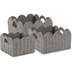 Hand-Woven Boho Brown Storage Basket — Set of 3
