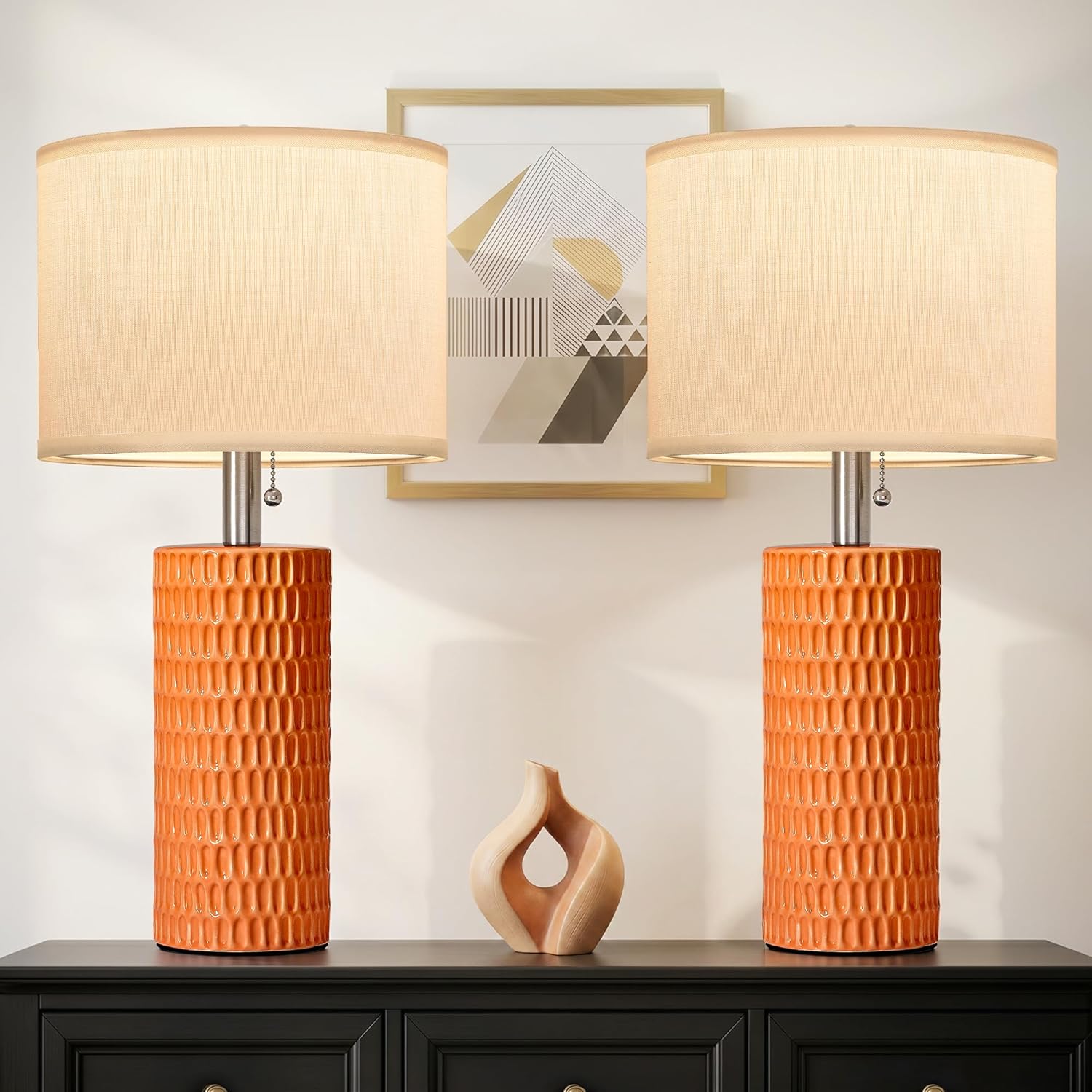 Modern Blue Table Lamp — 20" — Orange