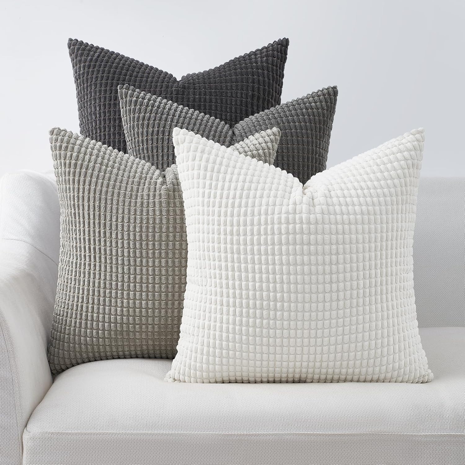 Boho Beige Throw Pillow Cover — 24" — Grey
