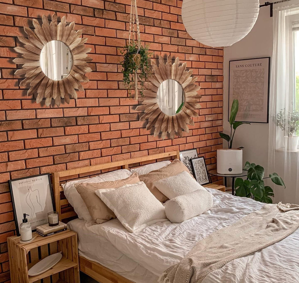 Round Boho Wood Mirror — 22" - View 4