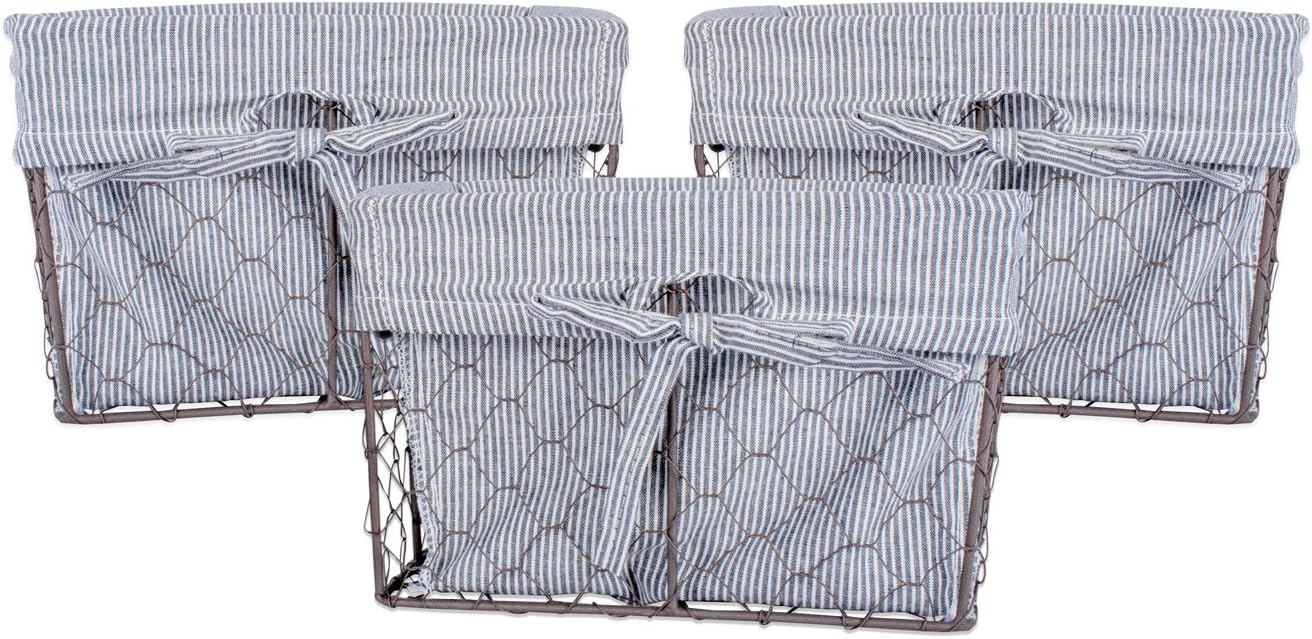 Vintage Farmhouse Black Storage Basket — 6" — Rustic Black & White Ticking Stripe