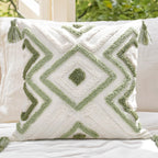 Tufted Boho Beige Throw Pillow Cover — 18"