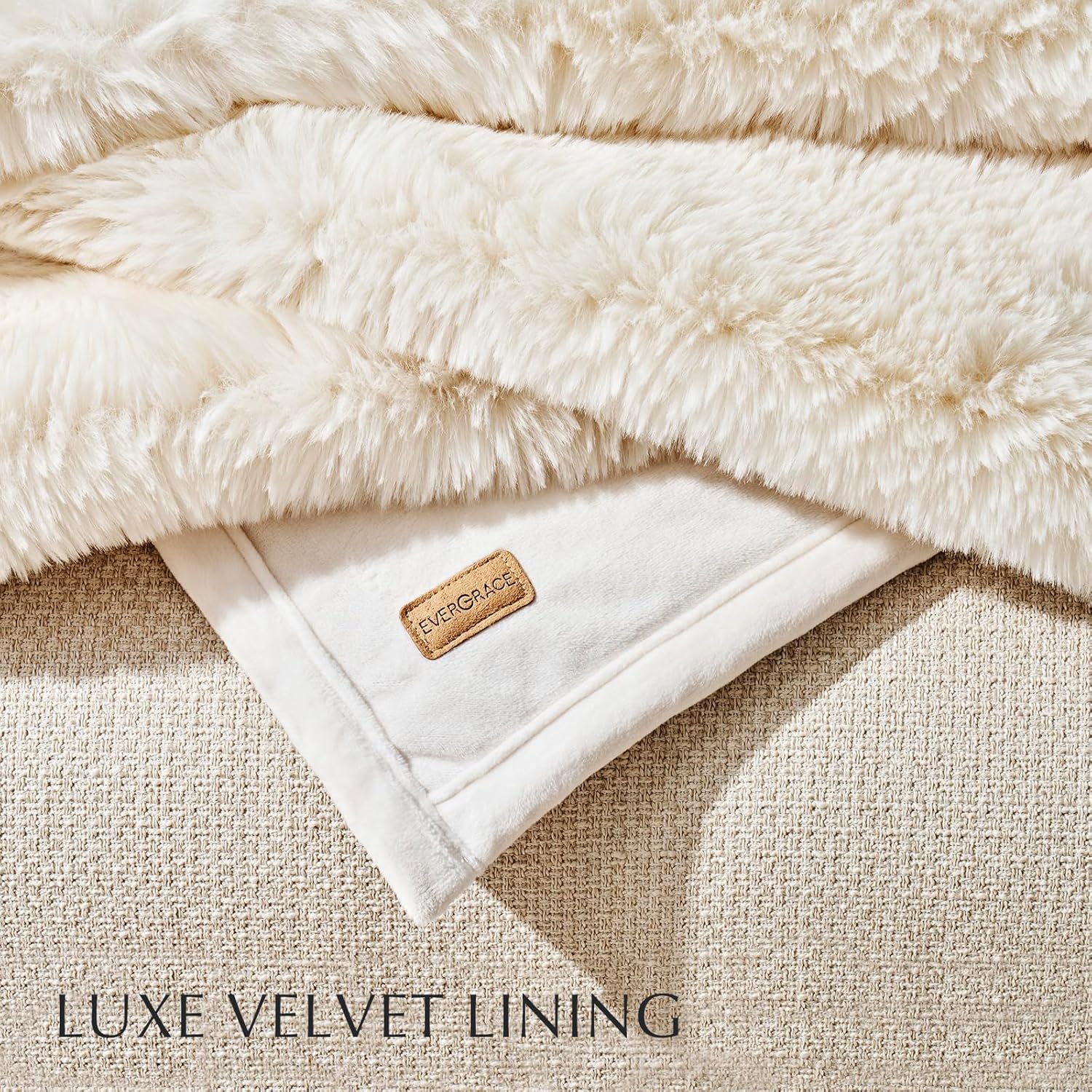 Velvet Luxe Beige Throw Pillow — 50" - View 7