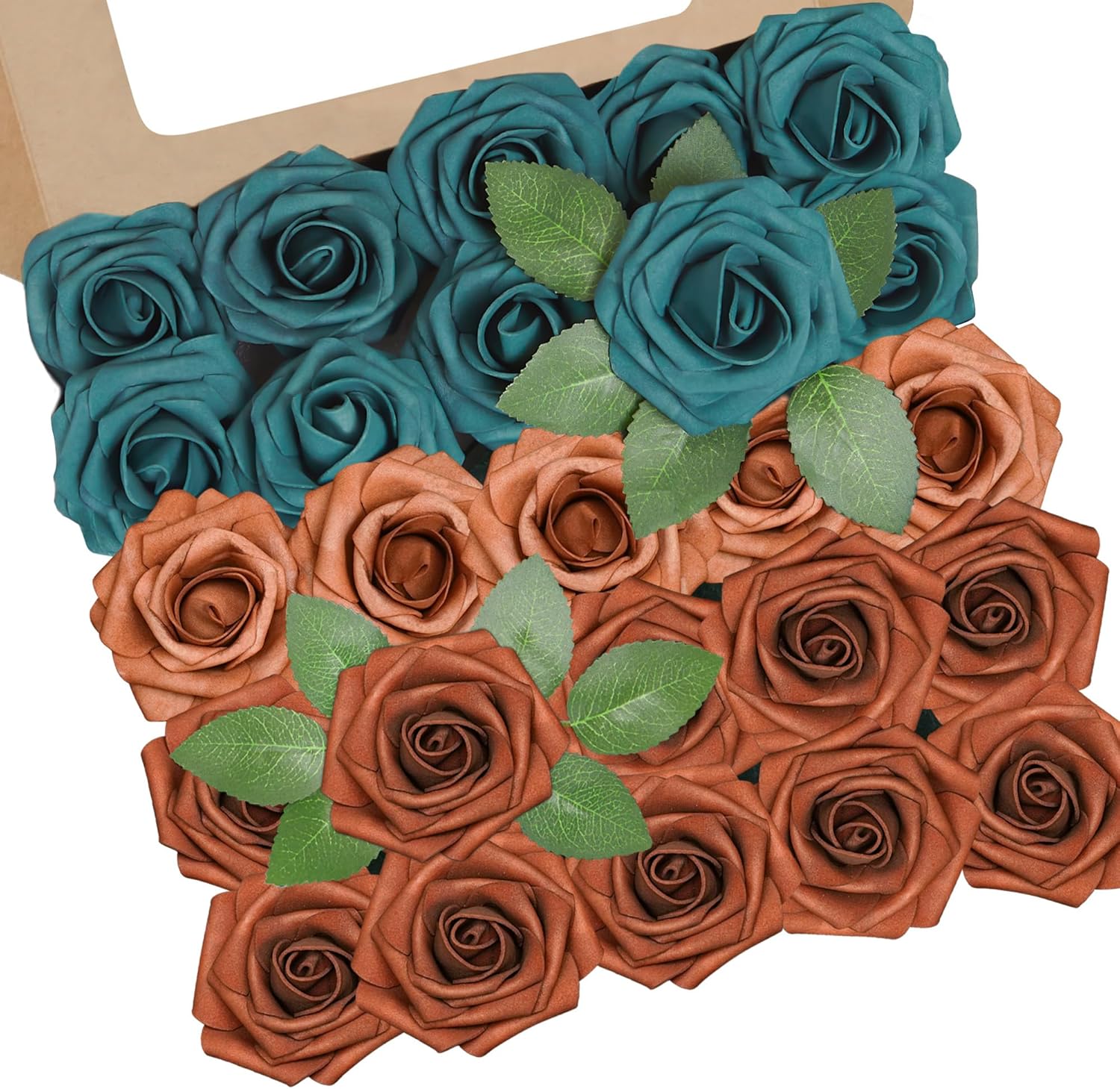 Beige Artificial Flowers — Shades of Terracotta and Dark Teal