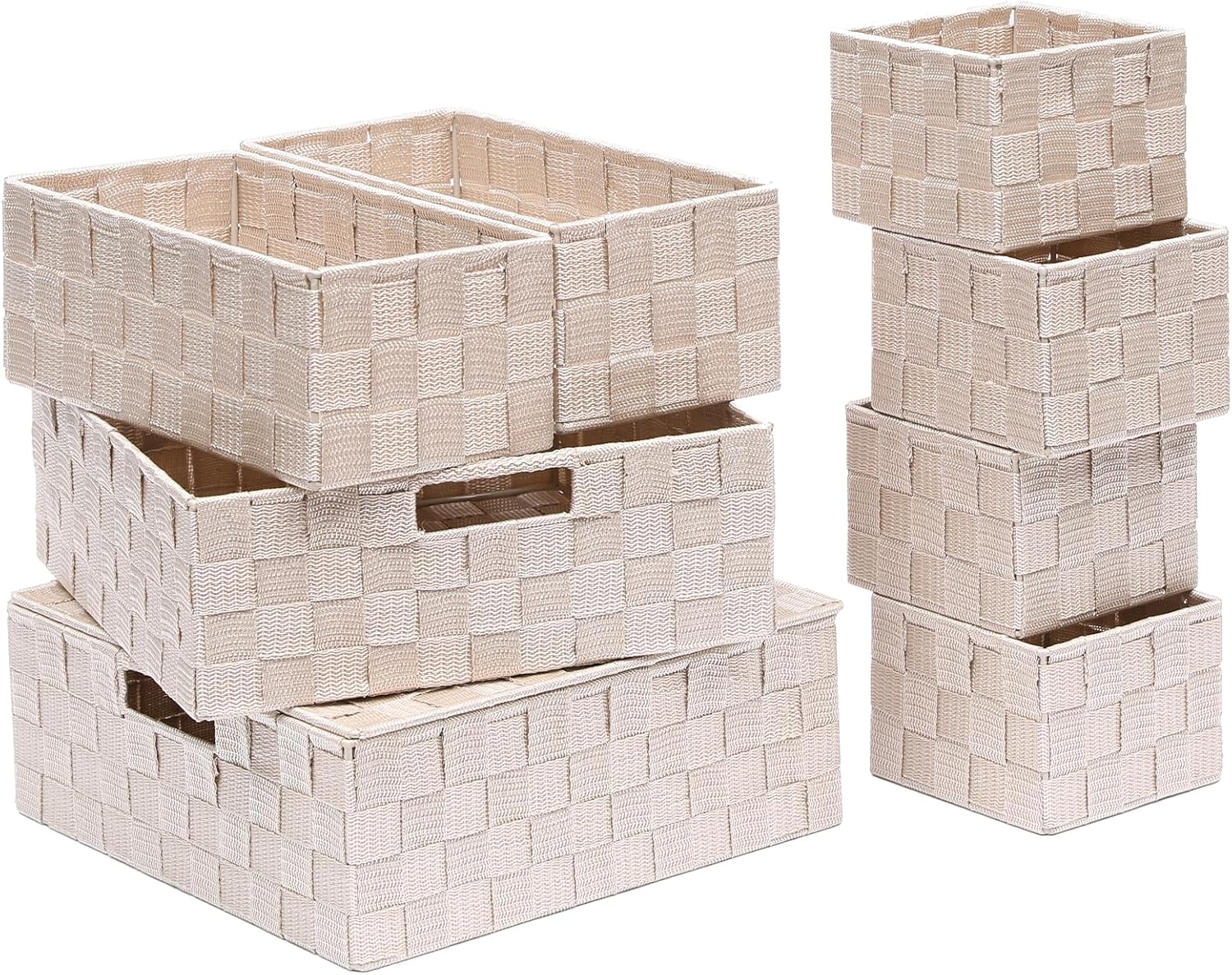 Boho Beige Storage Bin — Set of 7 — 8PCS-with lid