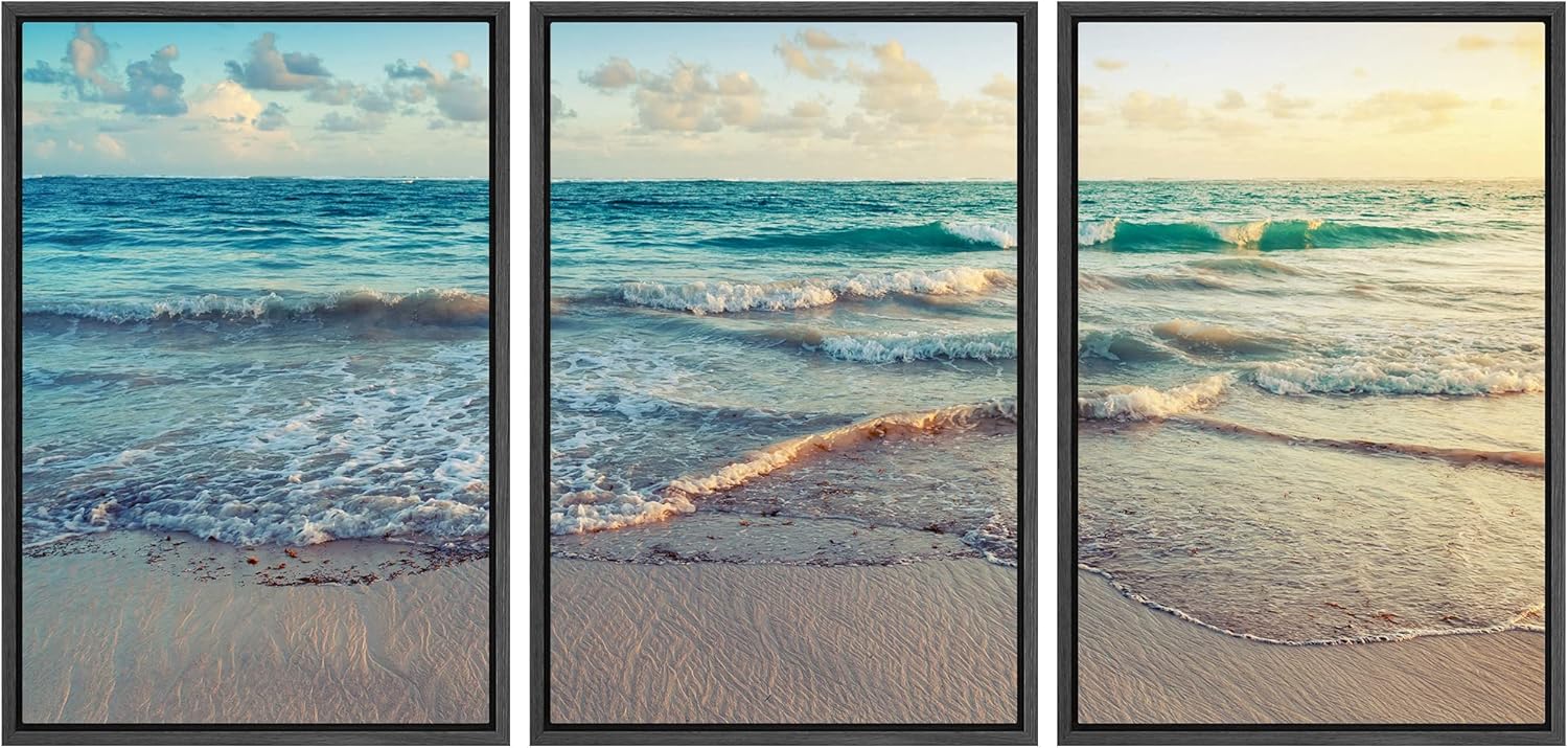 Framed Fabric Wall Art — 24" — 16" x 24" x 3 Panels BLACK