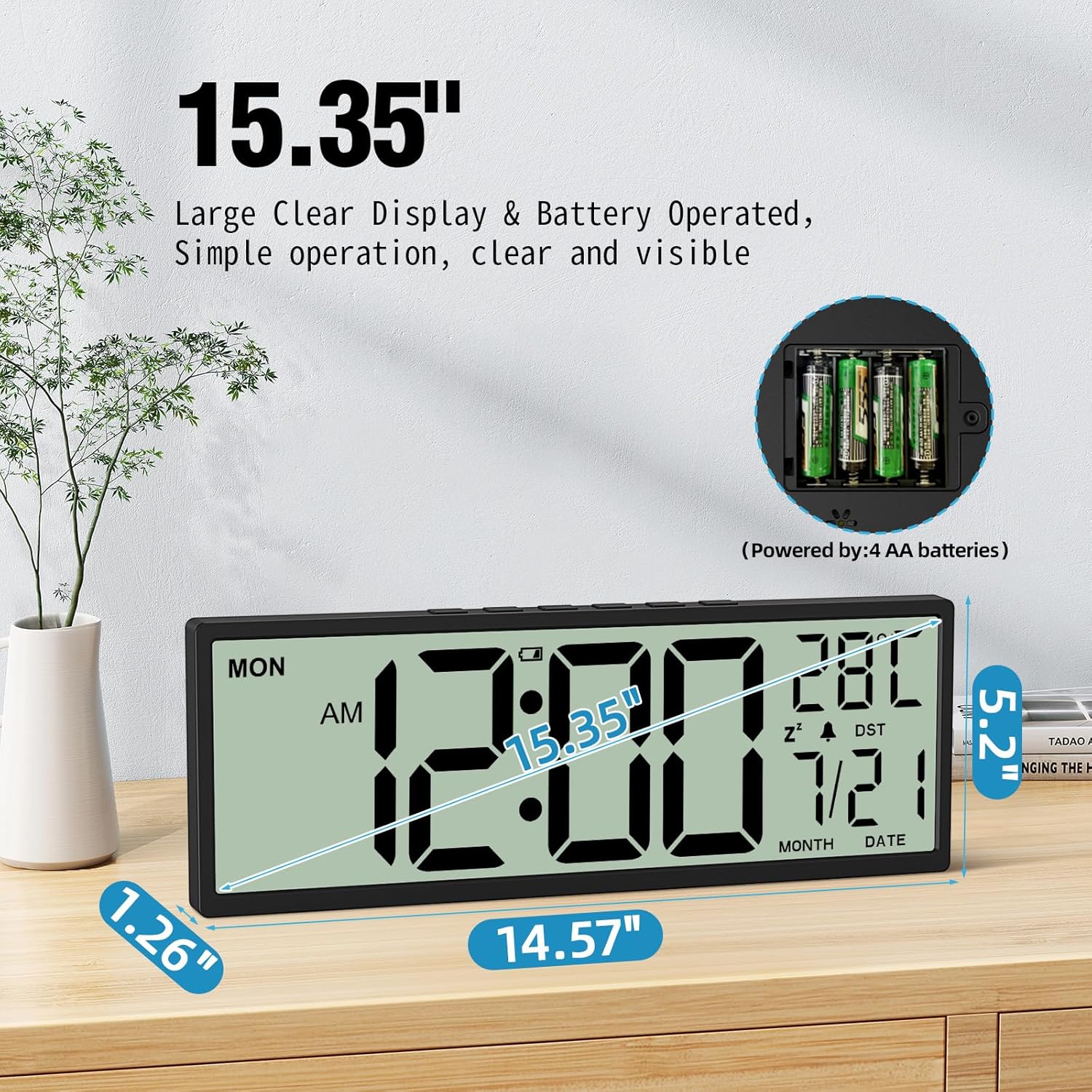 Battery Operated Wall Clock — 14.5" - View 3