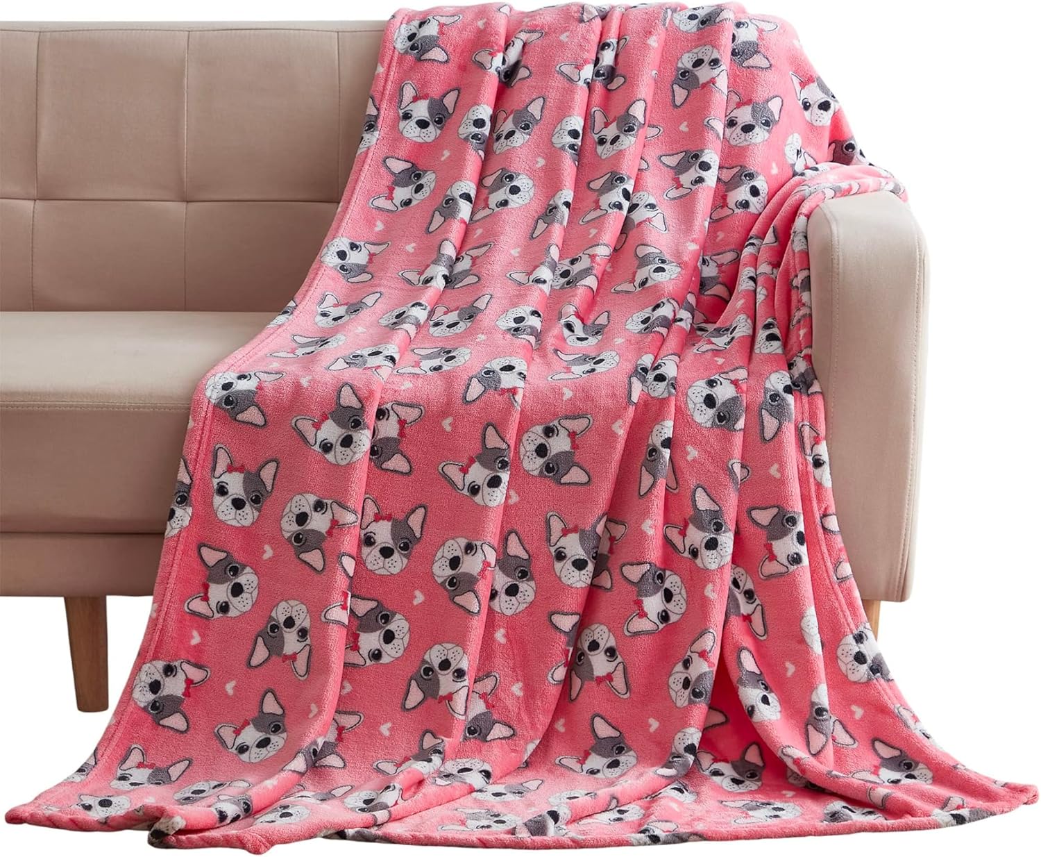 Luxe Pink Throw Pillow — 50x60 — Puppy Love