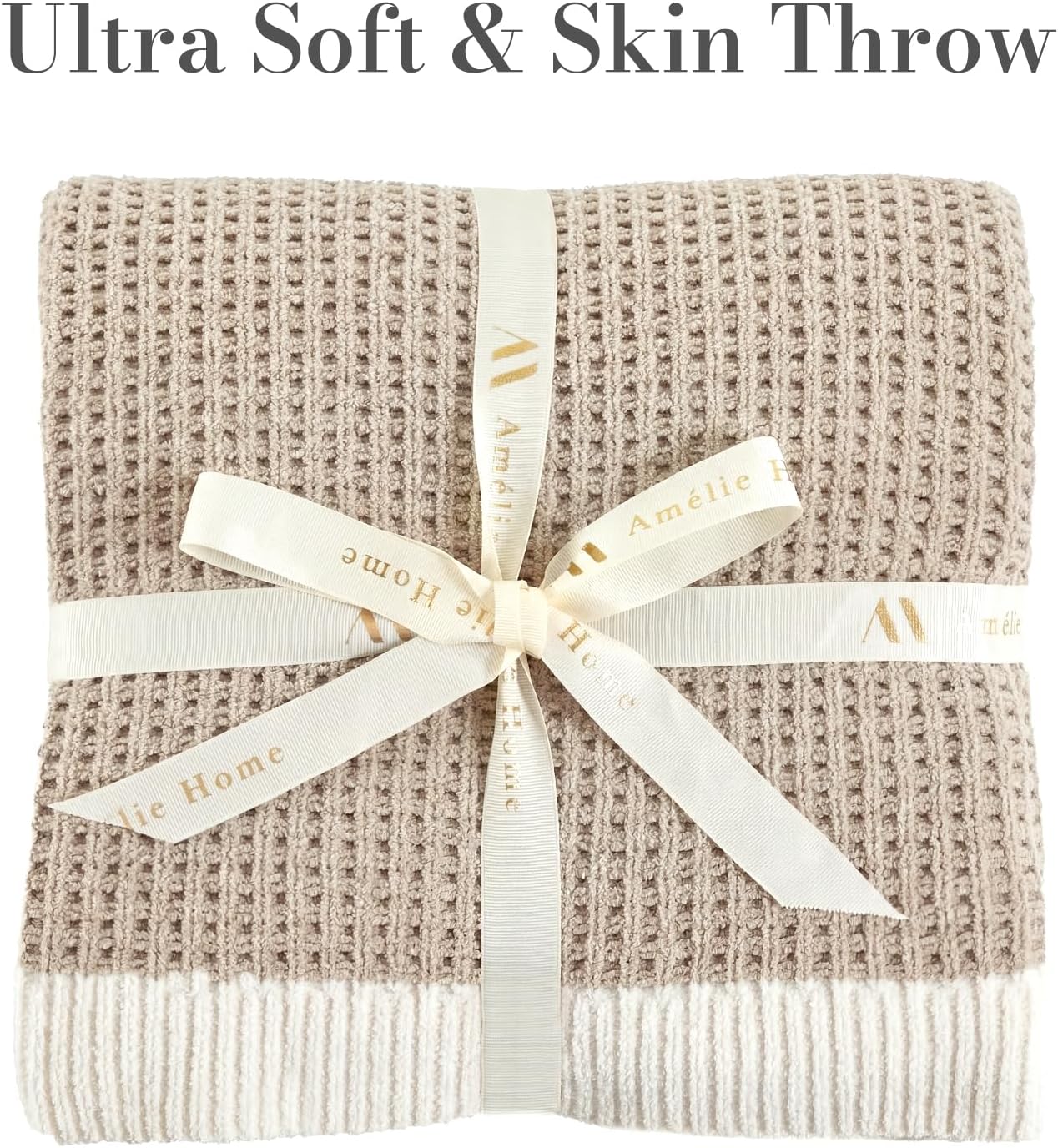 Knit Beige Throw Pillow — 50" - View 2