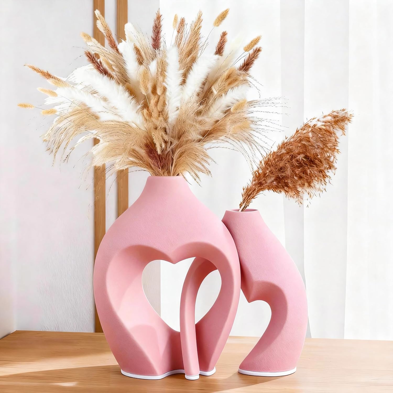 Modern Black Decorative Vase — Set of 2 — Pink