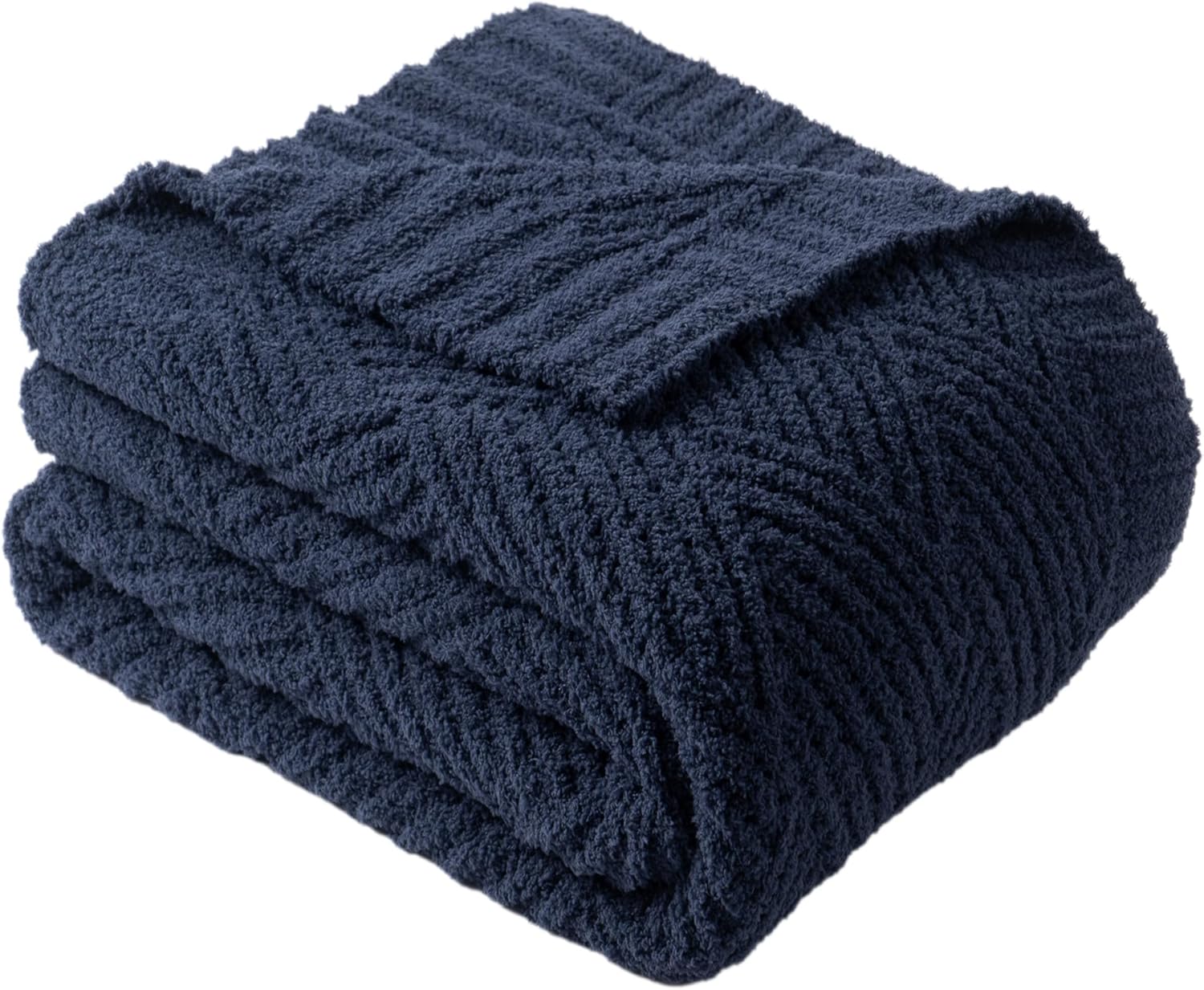 Knit Beige Throw Pillow — 50" — Navy