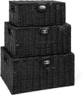 Boho Black Storage Basket — Set of 3 — Black