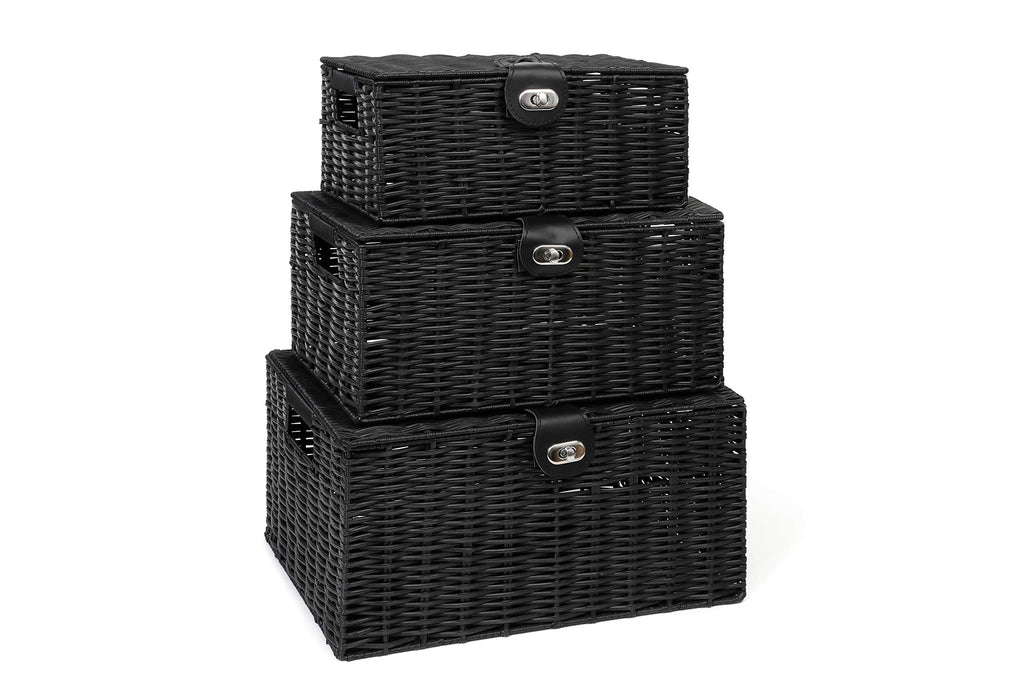 Boho Black Storage Basket — Set of 3