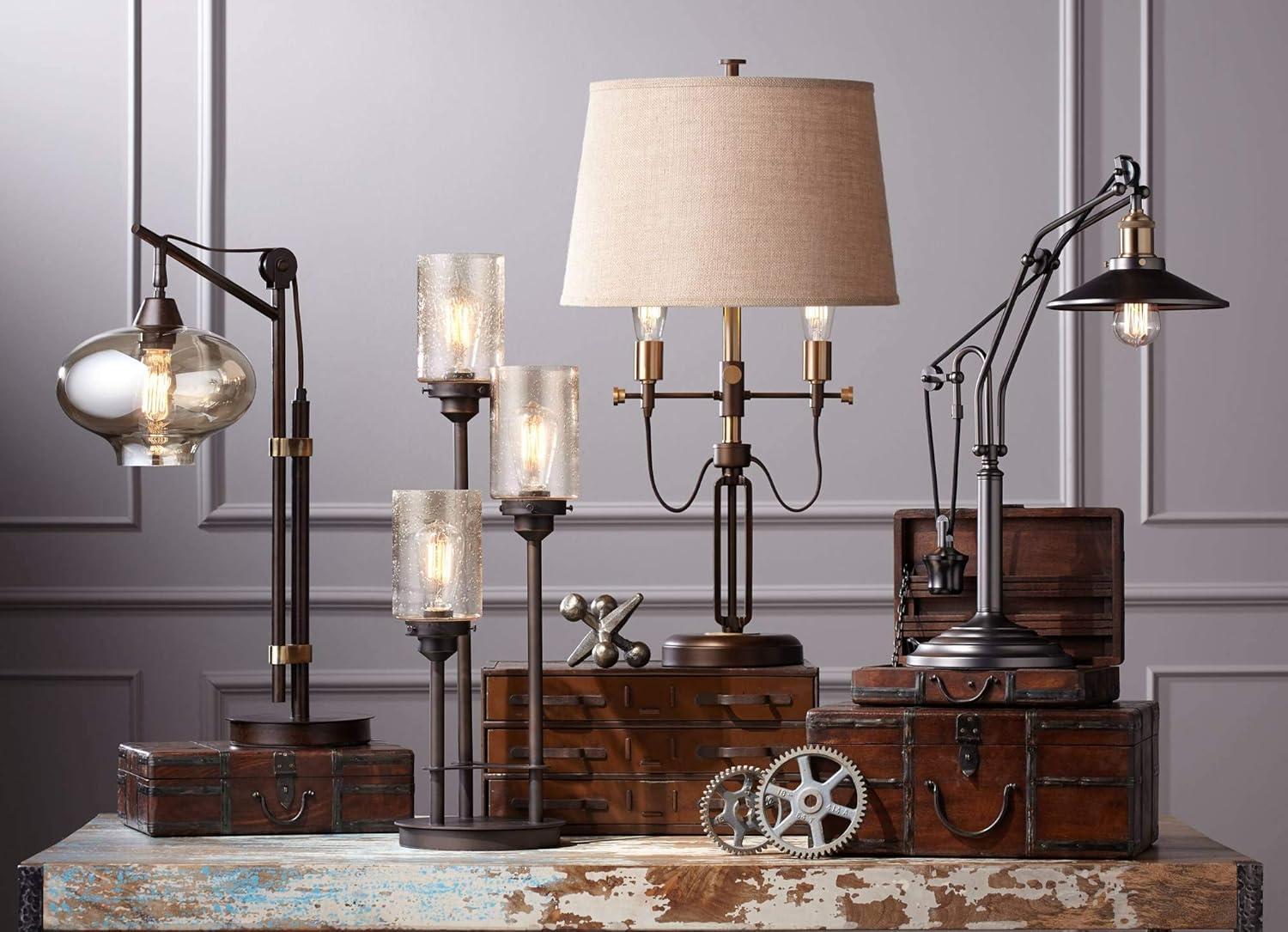 Farmhouse Metal Table Lamp — 3-Light - View 8