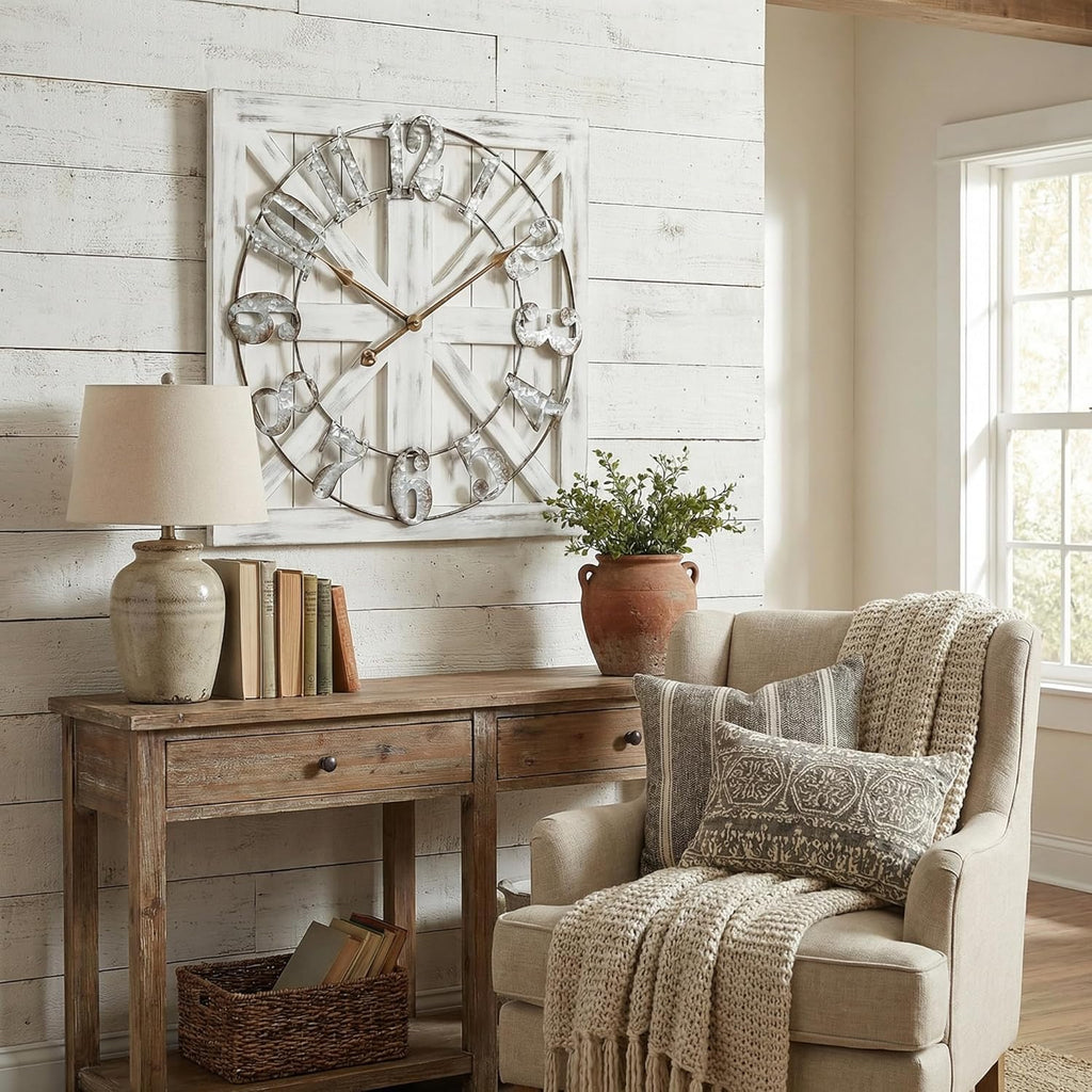 Farmhouse Brown Wall Clock — 24" - View 5