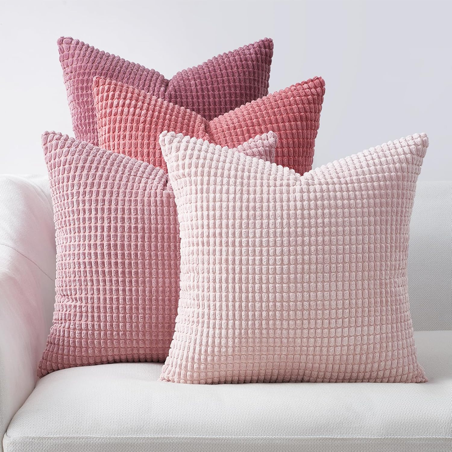 Boho Beige Throw Pillow Cover — 24" — Pink