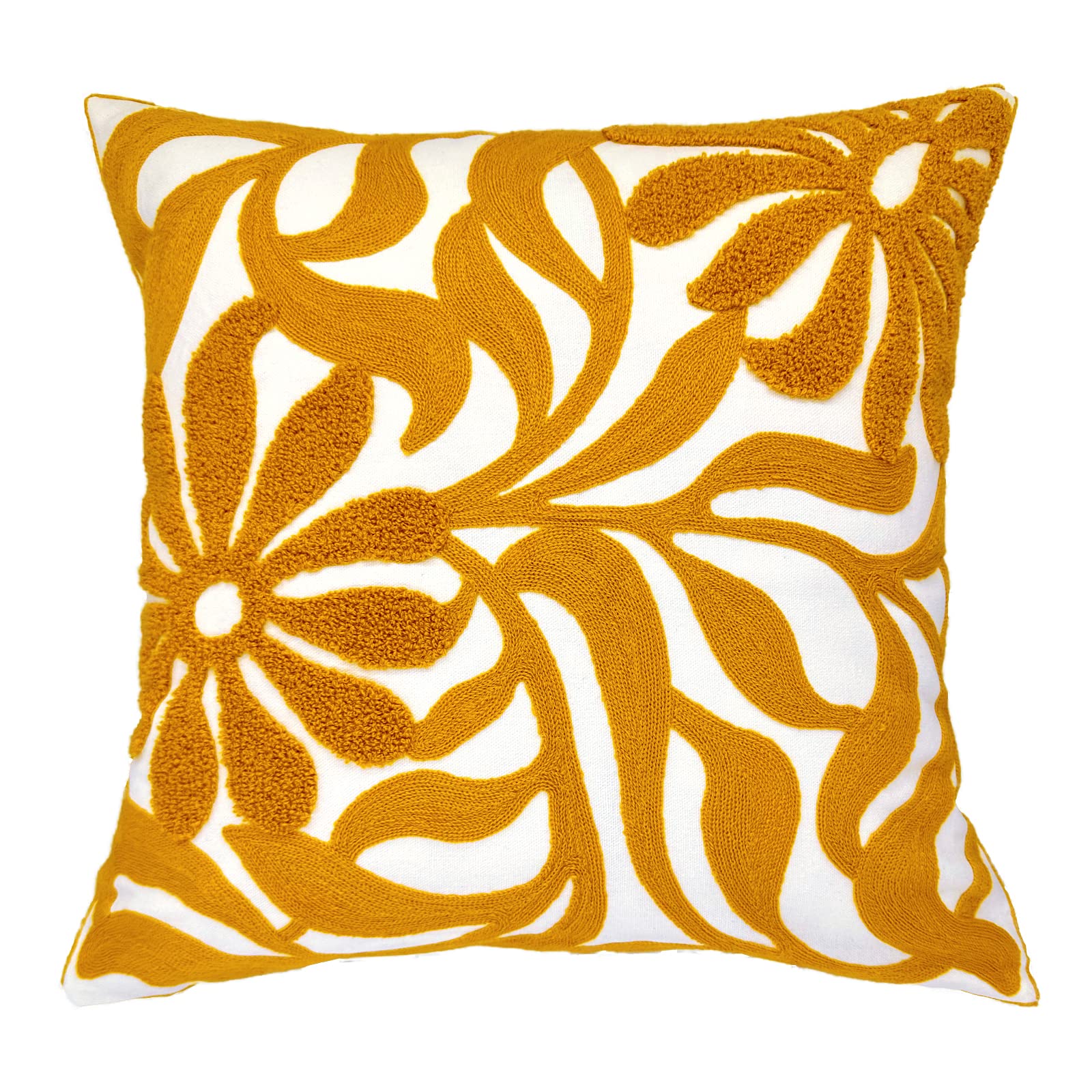 Tufted Boho Beige Throw Pillow Cover — 18"