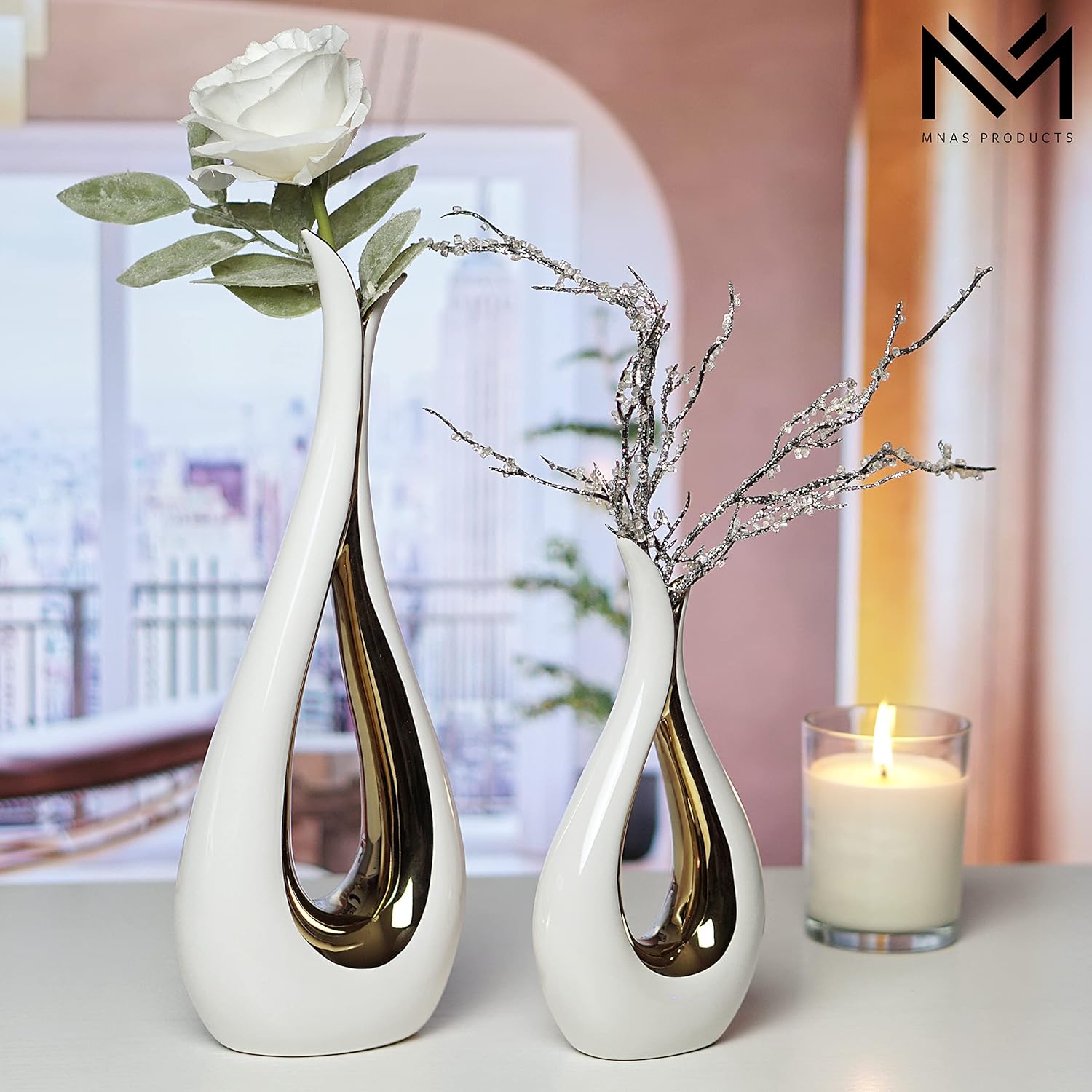 Modern Ceramic Decorative Vase — Set of 2 - View 4