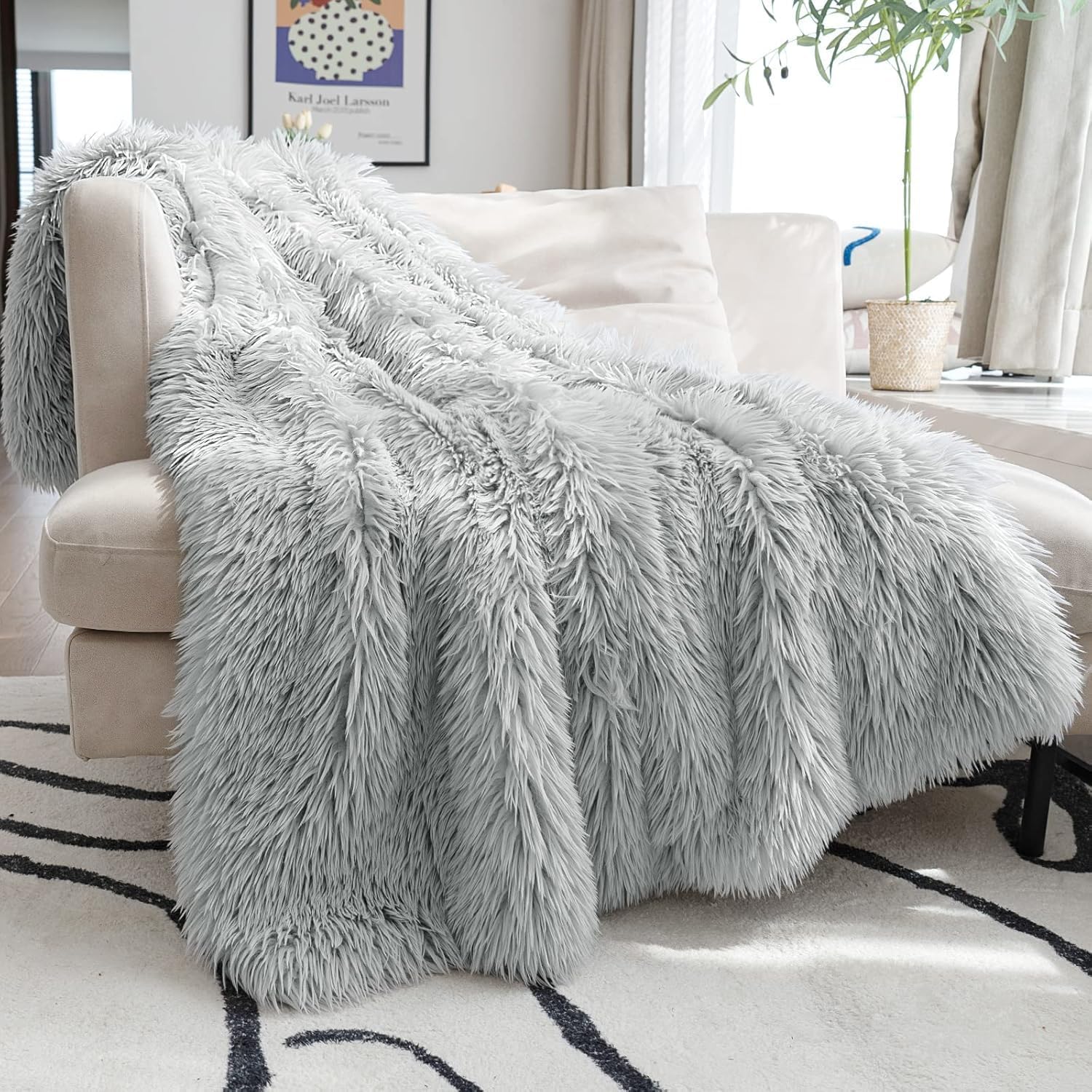 Luxe Black Throw Pillow — 2.8" — Grey