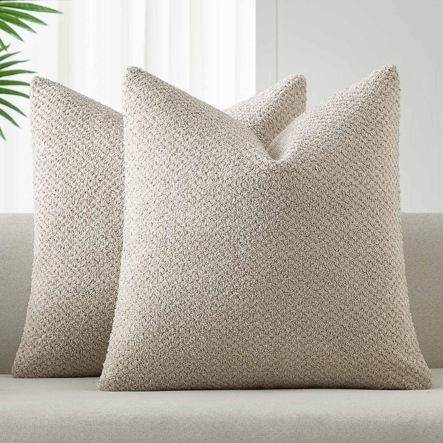 Boho Beige Throw Pillow Cover — 18" — Beige
