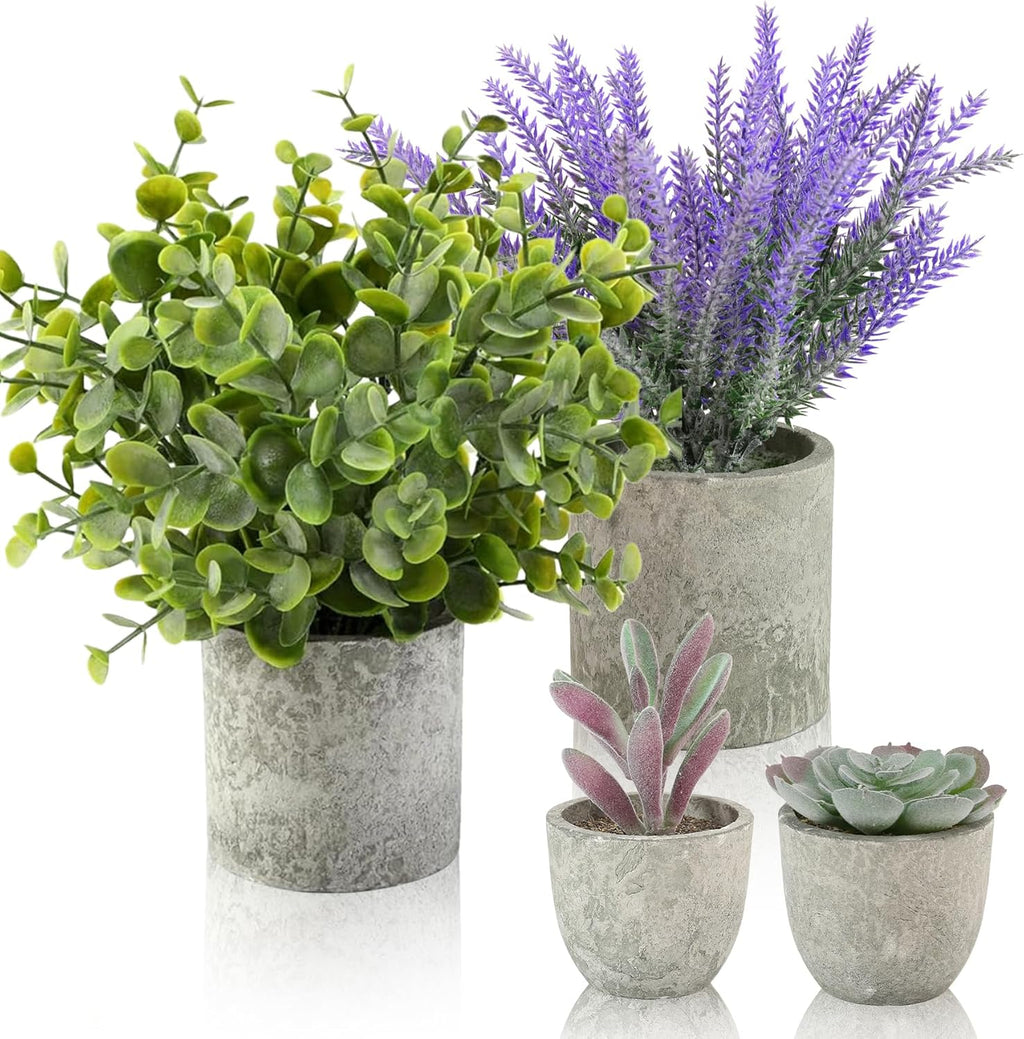 Farmhouse Black Faux Plant — 10" — Lavender-4pc