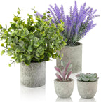 Farmhouse Black Faux Plant — 10" — Lavender-4pc