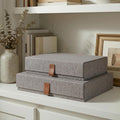 Linen Green Storage Basket — Set of 2 — Gray