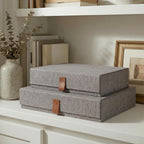 Linen Green Storage Basket — Set of 2 — Gray