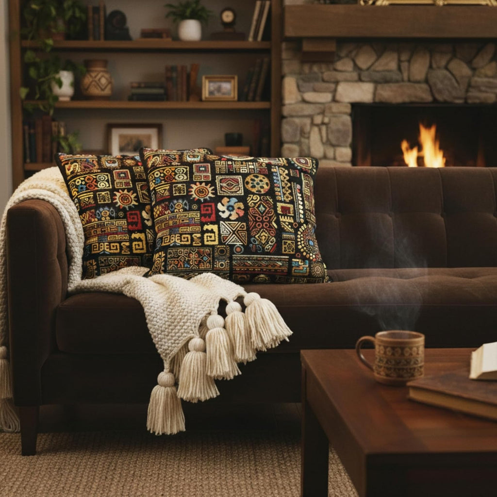 Boho Beige Throw Pillow Cover — 16" - View 5