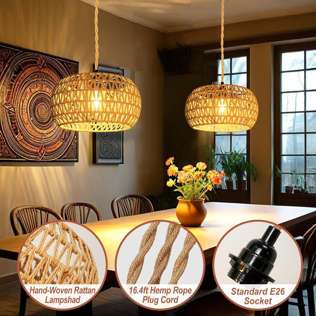 Boho Rattan Ceiling Light — 6" - View 3