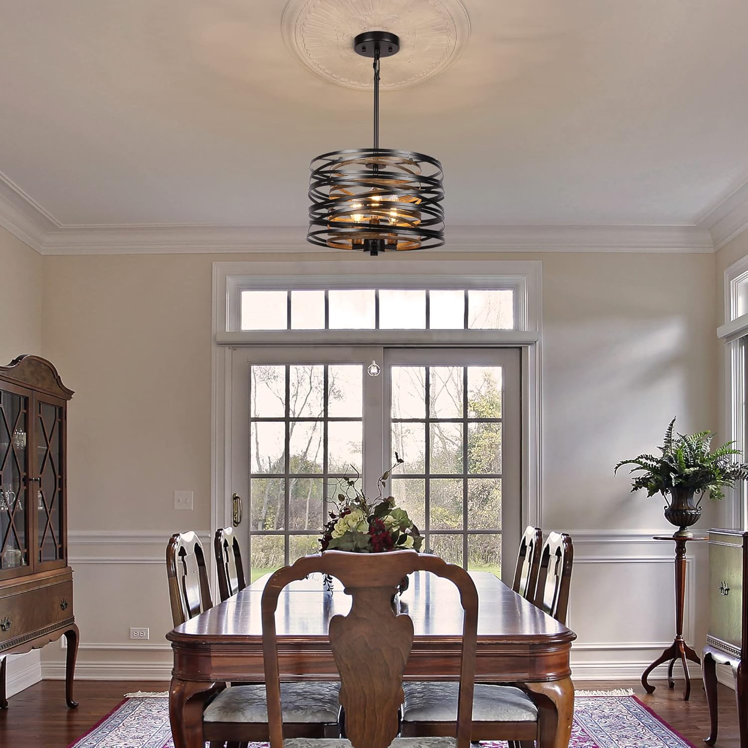 Farmhouse Black Chandelier — 3-Light - View 2