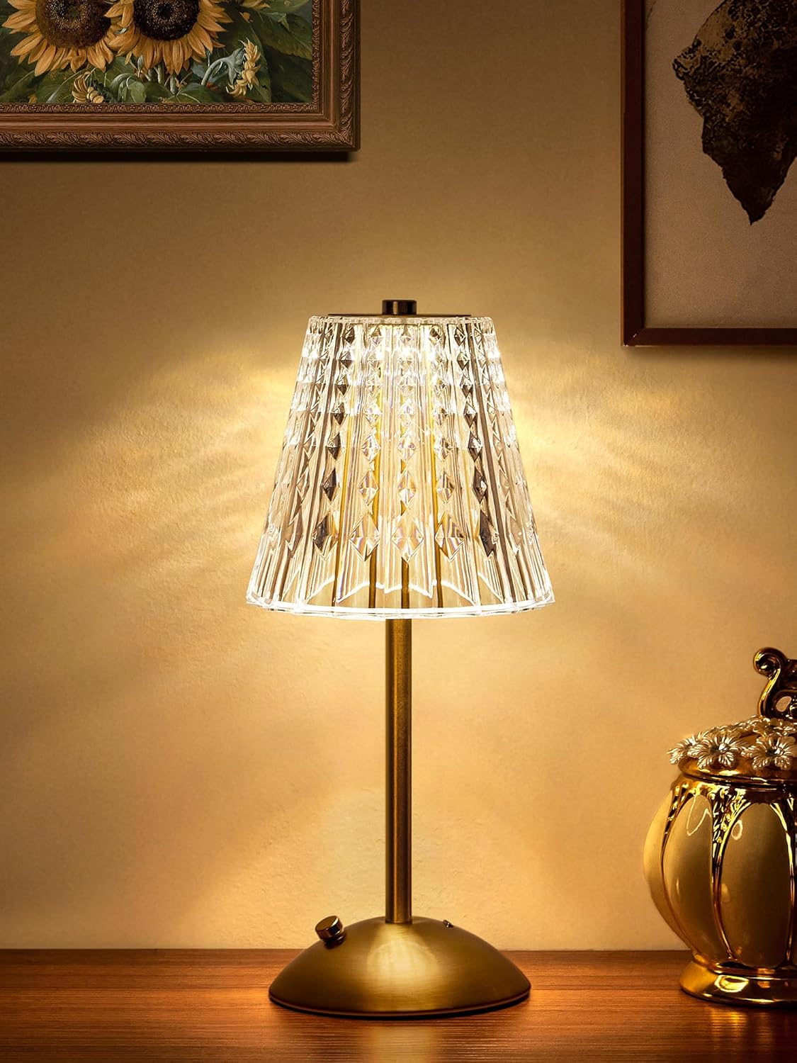 Dimmable Luxe Metal Table Lamp — 3200 mAh Crystal Lamp