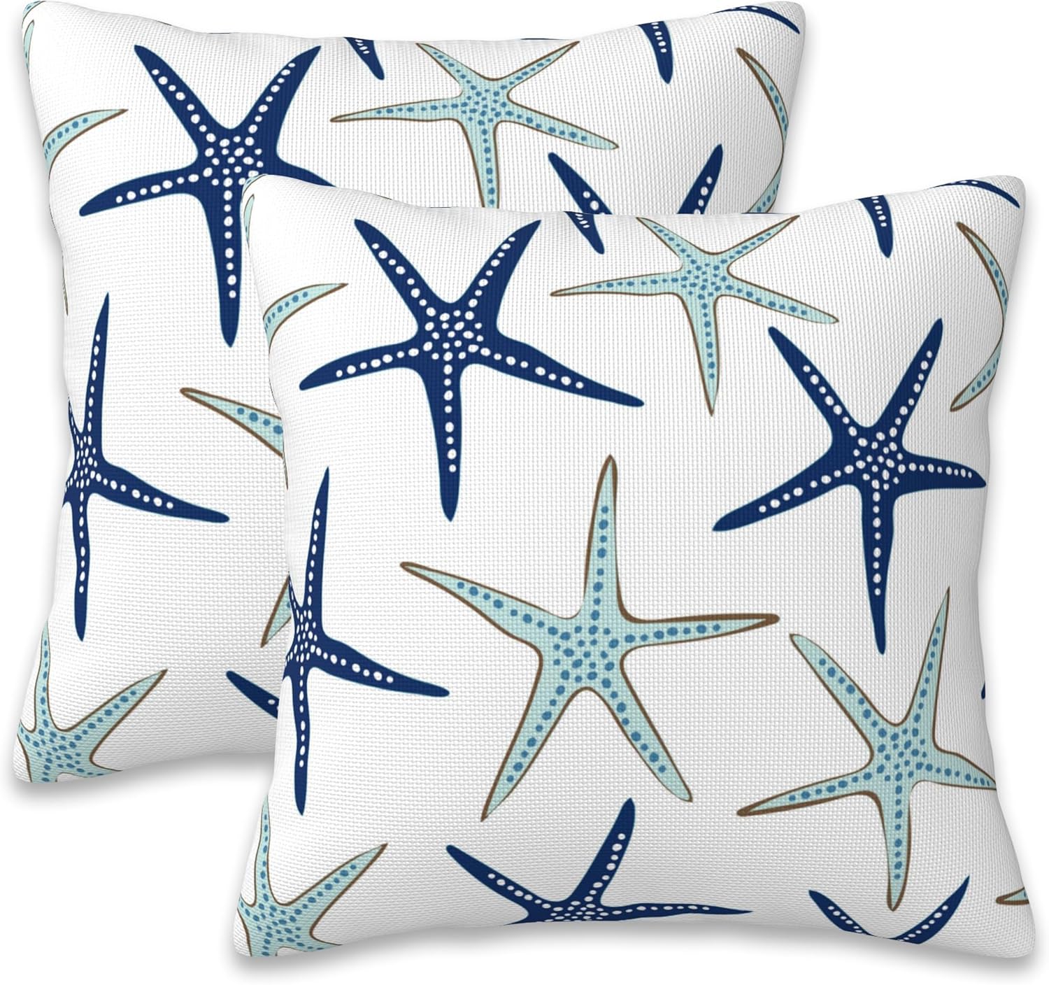Boho Blue Throw Pillow Cover — 20" — Nautical Starfish