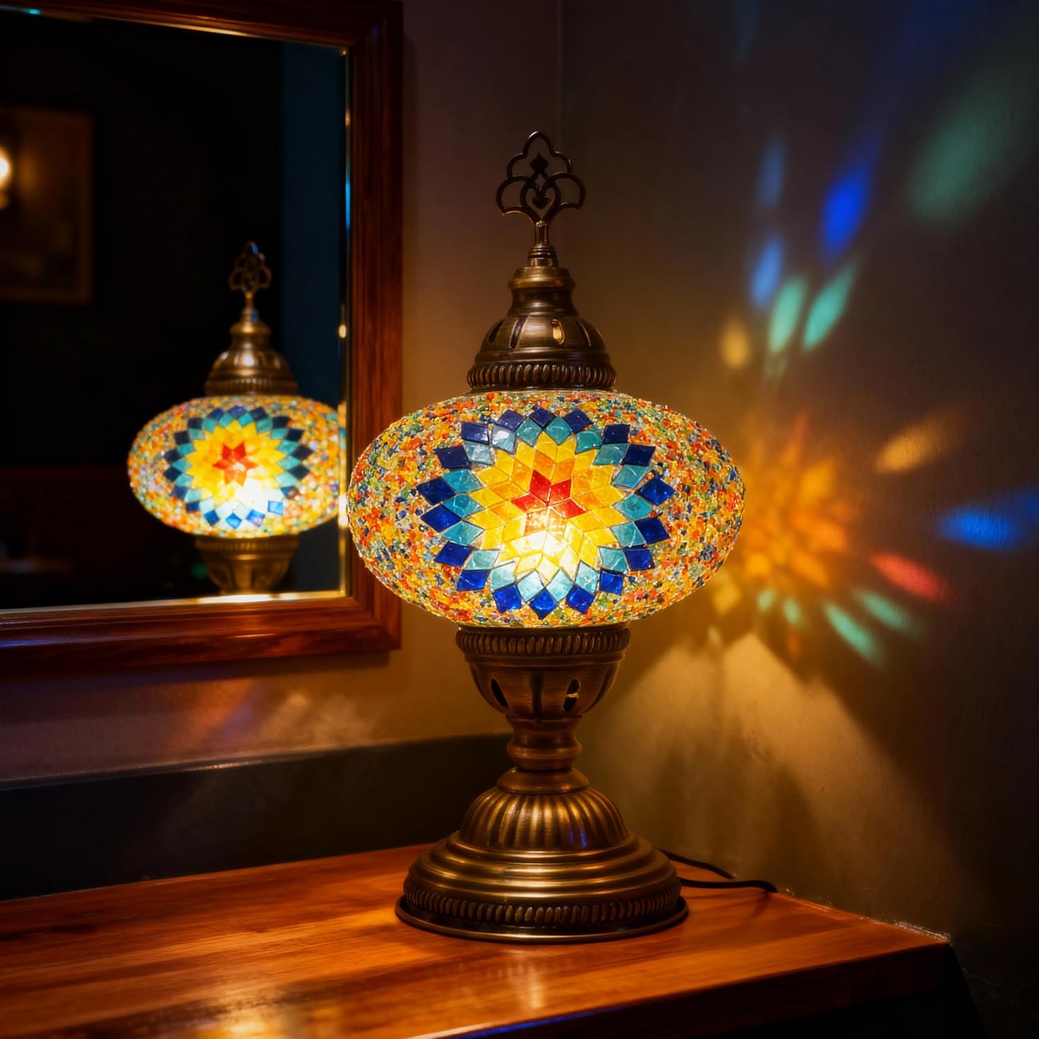 Vintage Boho Blue Desk Lamp — Star Fire