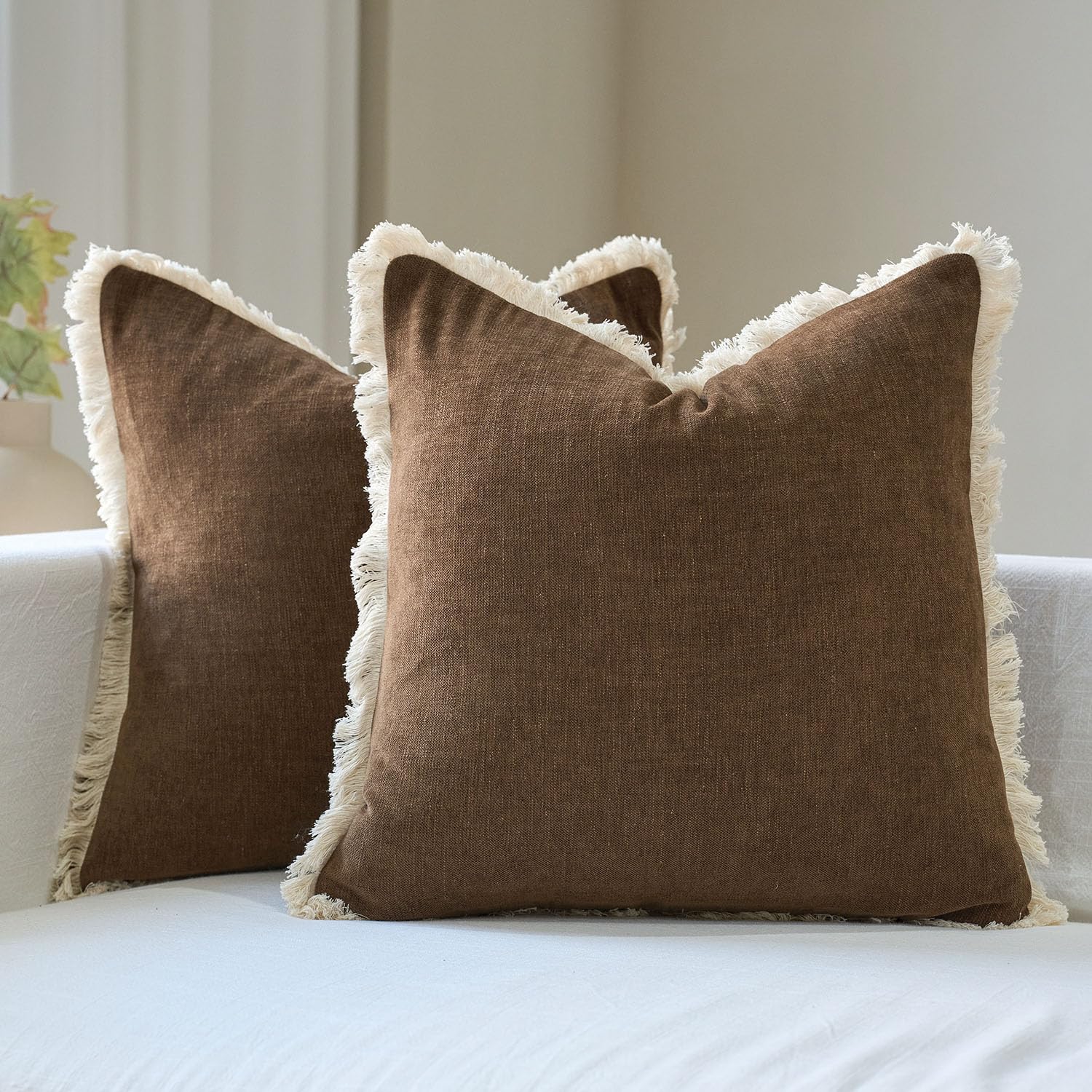 Boho Beige Throw Pillow Cover — 18"