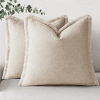Linen Boho Beige Throw Pillow Cover — 18"