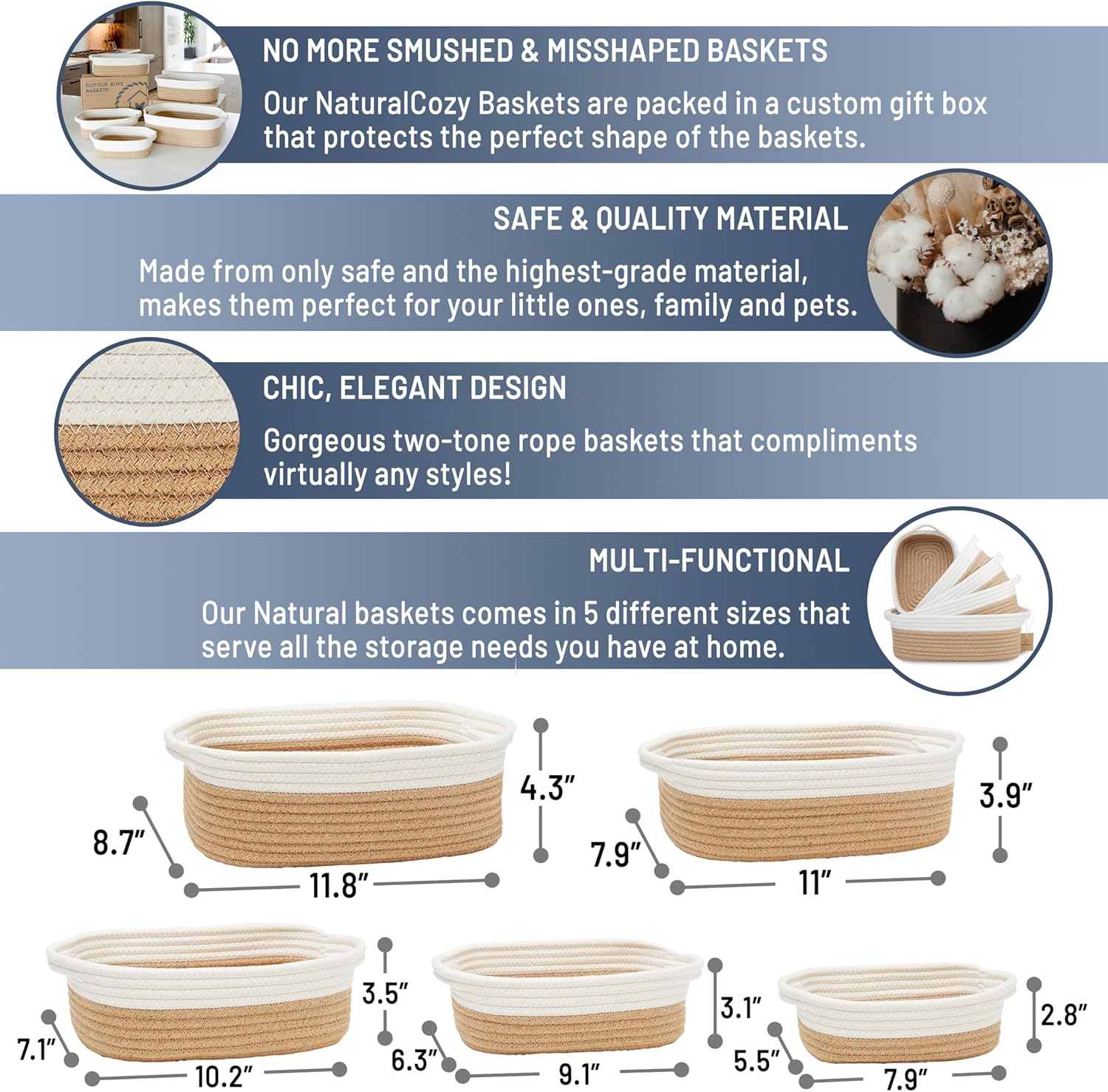 Boho Beige Woven Basket - View 2