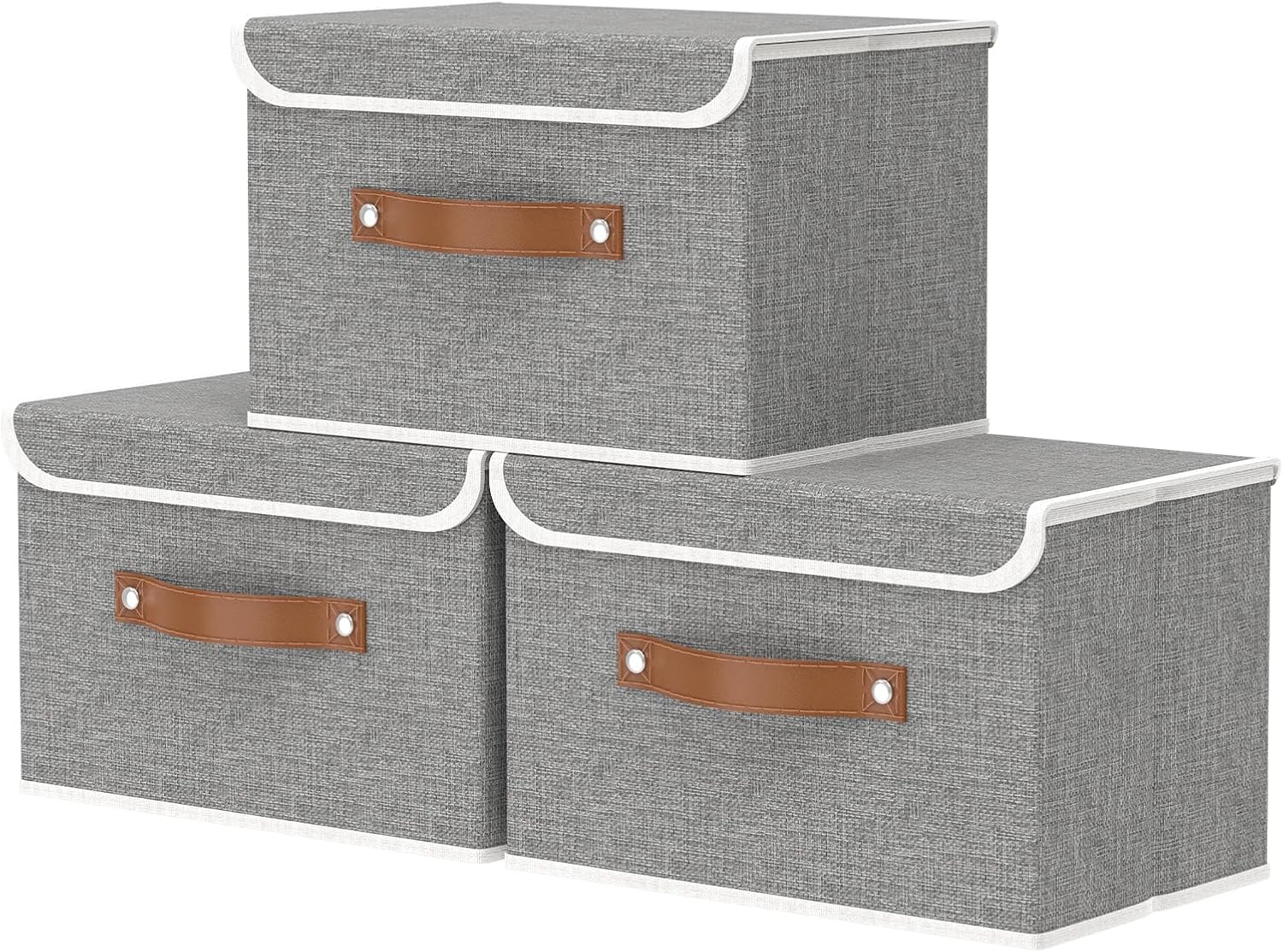 Linen Beige Storage Bin — 9" — Grey